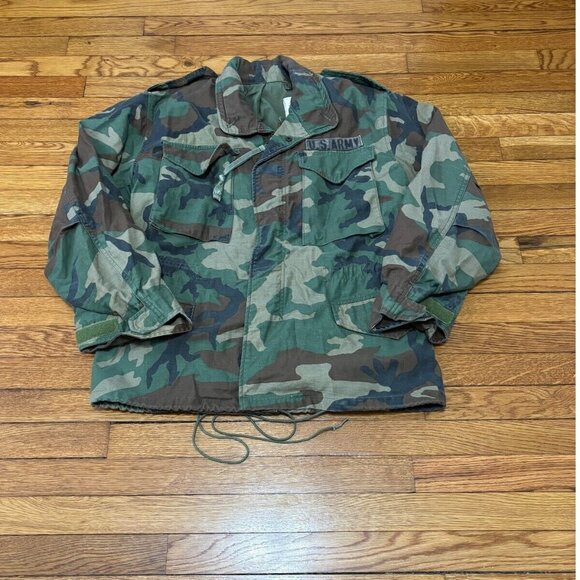 US Army Woodland Camo Field Jacket Coat Cold Weather Sz...
